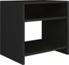 A black wooden nightstand with two open shelves, shown from a front-side angle against a white background. Náhled obrázku produktu