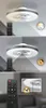A ceiling light with a remote control, showing different lighting modes and features. Podgląd zdjęcia produktu