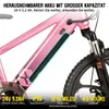 Close-up of the battery and frame of a pink electric bicycle. Produktbild-Vorschau