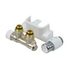 A set of plumbing fittings, including a manifold and a thermostatic valve, arranged on a white background. Anteprima dell’immagine prodotto