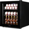 A black beverage cooler with cans and bottles inside. Voir les images du produit