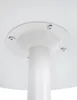 Close-up of the underside of a white round table, showing the central column and attachment points with screws. Podgląd zdjęcia produktu