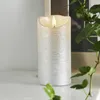 LED Stumpenkerze RUSTIC - Echtwachs - warmweiße 3D Flamme - H: 15cm - Batterie - Timer - silber Anteprima dell’immagine prodotto