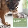 A dog is nuzzling a cat, with a green overlay box containing text about product development. Produktbild-Vorschau
