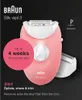 A pink Braun Silk-épil 3 epilator is shown against a black background with marketing text and graphics. Náhľad obrázku produktu