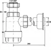A technical drawing of a white siphon with dimensions indicated. Podgląd zdjęcia produktu