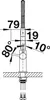 A technical drawing of a faucet with dimensions and angles indicated. Produktbild-Vorschau