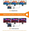 Diagrams illustrating two different display modes for a MacBook using a docking station. Produktbild-Vorschau