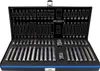 A black toolbox with a blue lining, filled with a set of HASKYY Vielzahn Steckschlüssel Satz Torx XZN Bit Innensechskant Set. Produktbild-Vorschau