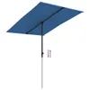 A rectangular blue umbrella with a black pole and a gray base. Náhled obrázku produktu