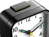 Close-up of a black analog alarm clock with a white face and black hands. Produktbild-Vorschau