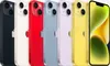 A lineup of iPhones in various colors, with the yellow iPhone prominently displayed on the right. Produktbild-Vorschau