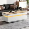 Merax Hochglänzender Couchtisch mit LED, Wohnzimmertisch Produktbild-Vorschau 2