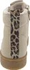 The back view of a single beige boot with a leopard print accent. Produktbild-Vorschau