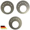 Three circular metal plates with holes arranged in a semi-circle, placed on a white background. A small German flag logo is visible in the bottom left corner. Produktbild-Vorschau