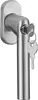 A close-up studio shot of a silver-colored door handle with a key inserted. Produktbild-Vorschau
