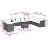 11-tlg. Garten-Sofagarnitur mit Kissen Schwarz Poly Rattan Produktbild-Vorschau 10