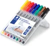 A set of 8 Staedtler Lumocolor non-permanent markers in their original packaging, displayed on a white background. Voir les images du produit