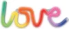 A neon LED sign spelling out the word "love" in rainbow colors. Produktbild-Vorschau