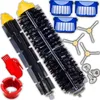 A collection of cleaning accessories for a robot vacuum cleaner, including brushes, filters, and screws, arranged on a white background. Voir les images du produit