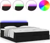 vidaXL Letto ottomano con materassi e LED in tessuto nero Anteprima dell’immagine prodotto 5