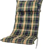 A plaid chair cushion with a headrest, shown from a diagonal angle against a white background. Produktbild-Vorschau