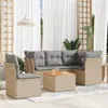 6-tlg. Garten-Sofagarnitur mit Kissen Beige Poly Rattan Produktbild-Vorschau 2
