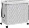 vidaXL Kôš na bielizeň s kolieskami Biely 60x35x60,5 cm Náhľad obrázku produktu 1