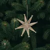 A straw star ornament hangs on a Christmas tree. Produktbild-Vorschau