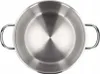 A top-down view of a stainless steel pot with two handles. Podgląd zdjęcia produktu