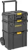 A black modular rolling toolbox with yellow accents. Voir les images du produit