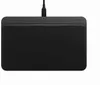 A black wireless charging pad with a USB-C cable plugged in. Voir les images du produit