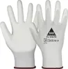A pair of white safety gloves is shown against a white background. Produktbild-Vorschau