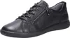 A black leather sneaker with laces and a zipper is shown against a white background. Produktbild-Vorschau