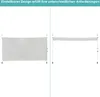 Two views of a white awning, one fully extended and one partially extended. Voir les images du produit