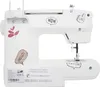 A white sewing machine with decorative stickers. Produktbild-Vorschau