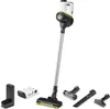 A cordless vacuum cleaner and its accessories are displayed against a white background. Produktbild-Vorschau