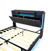 A bed frame with a headboard featuring storage and LED lighting. Náhled obrázku produktu