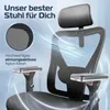 A close-up marketing image of an ergonomic office chair, highlighting its mesh material and armrests. Produktbild-Vorschau