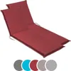 Two red chaise lounge cushions are shown on a white background. Below the cushions are circular swatches of different color options. Produktbild-Vorschau