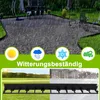 A garden edging product shown in various weather conditions and seasons, with icons representing sun, rain, snow, and wind. Voir les images du produit