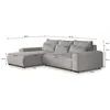 A diagram of a sectional sofa with dimensions indicated. Produktbild-Vorschau