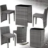 A collage of images showing different views and configurations of a rattan furniture set. Produktbild-Vorschau