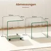 COSTWAY bijzettafel van glas met wielen, glazen tafel in Productafbeelding-voorbeeld 3