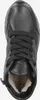 A top-down view of a black leather boot with white fur lining. Anteprima dell’immagine prodotto