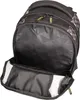 An open black backpack with a checkered pattern on the sides. Produktbild-Vorschau