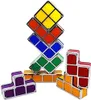 A stack of colorful Tetris-like blocks, some assembled into shapes, are arranged on a white background. Produktbild-Vorschau