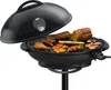 An electric grill with food cooking on it, with the lid open. Podgląd zdjęcia produktu
