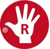 A red circle with a white handprint and the letter 'R' in the center. There is also a smaller registered trademark symbol on the left side of the hand. Produktbild-Vorschau