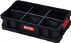 A black tool box with red handles and dividers, shown from a slightly elevated angle against a white background. Anteprima dell’immagine prodotto